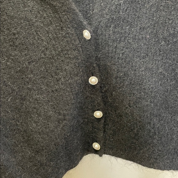 Maje - Wool Mohair Blend Puffer Sleeve Cardigan Sweater Black 2 - Picture 4 of 13